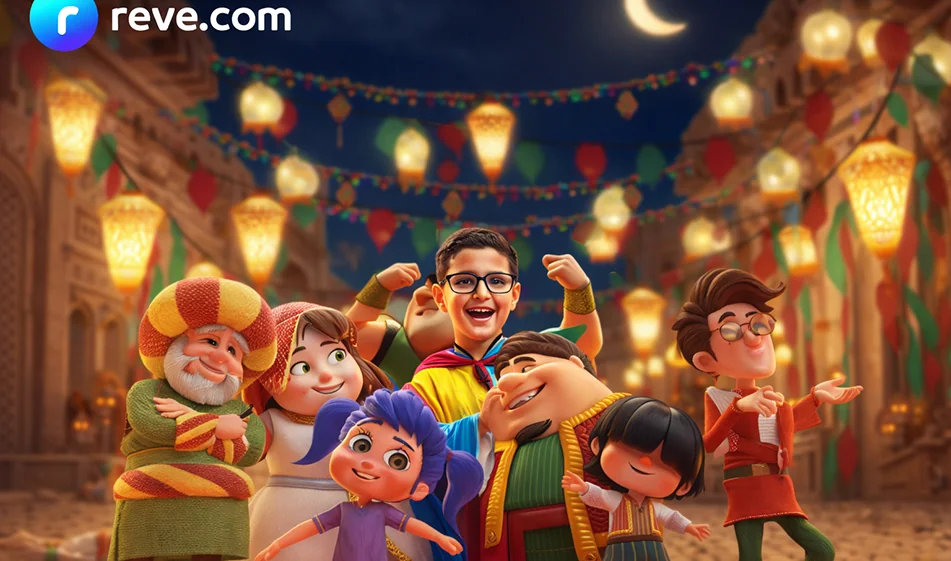 🌙 Want a trending Ramadan photo? Add your child with Fanas characters on Reve in minutes.