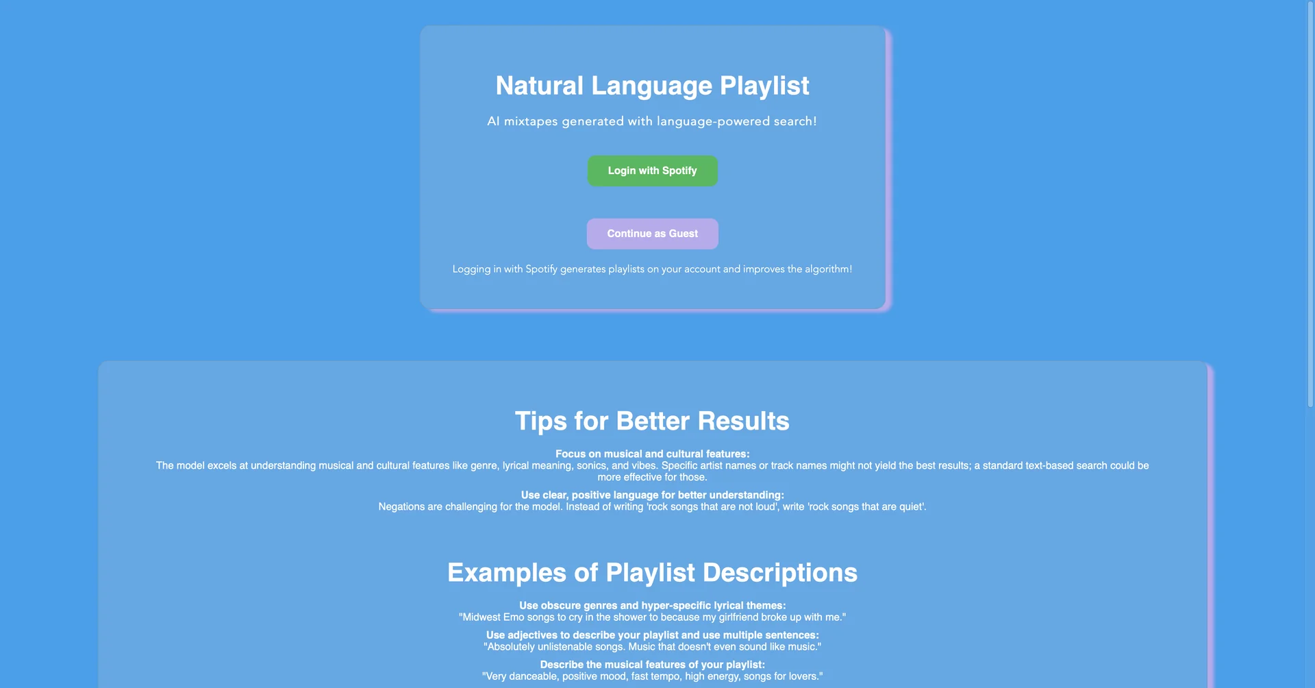 Natural Language Playlist