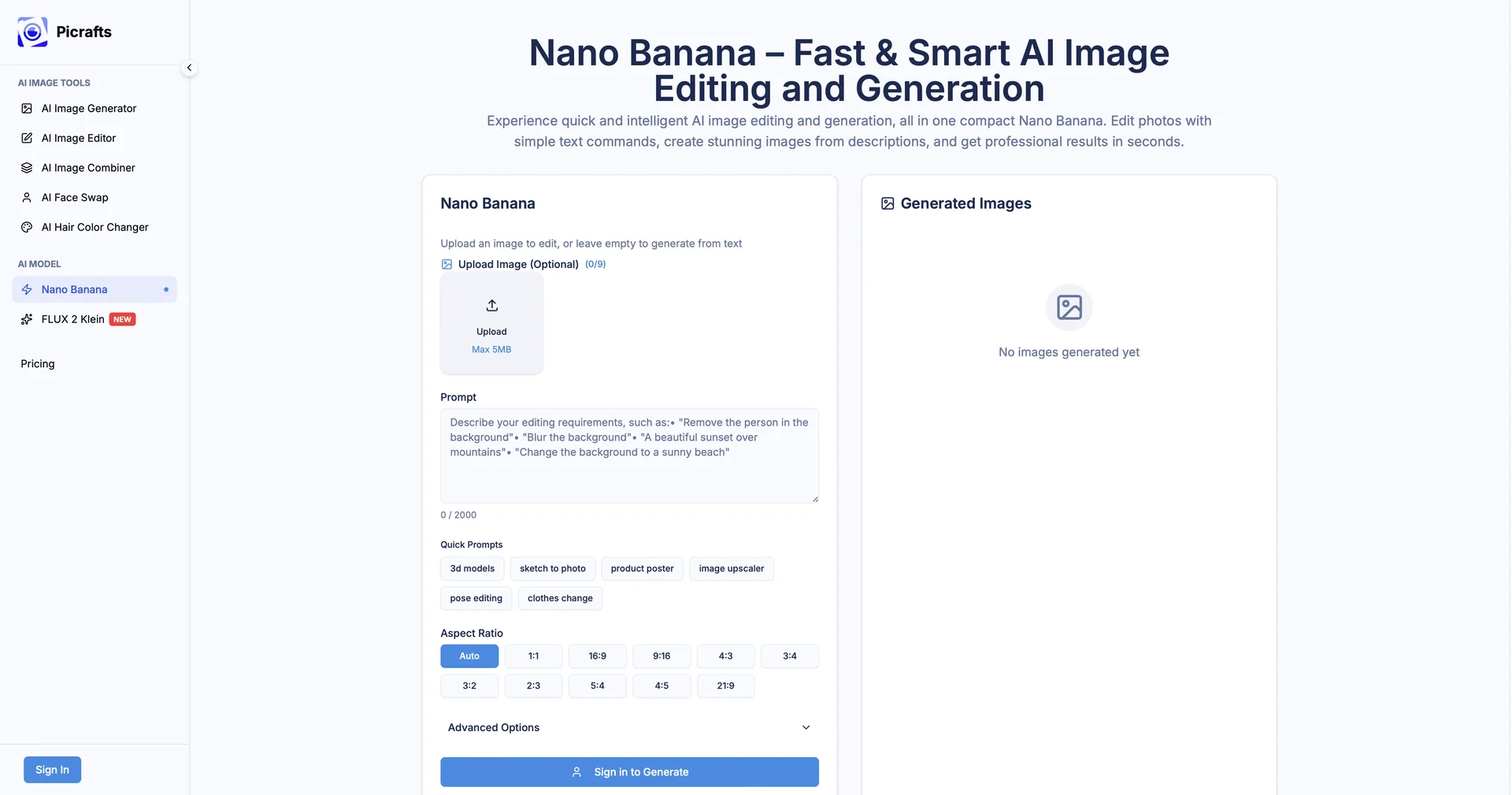 PiCrafts AI Image Editor