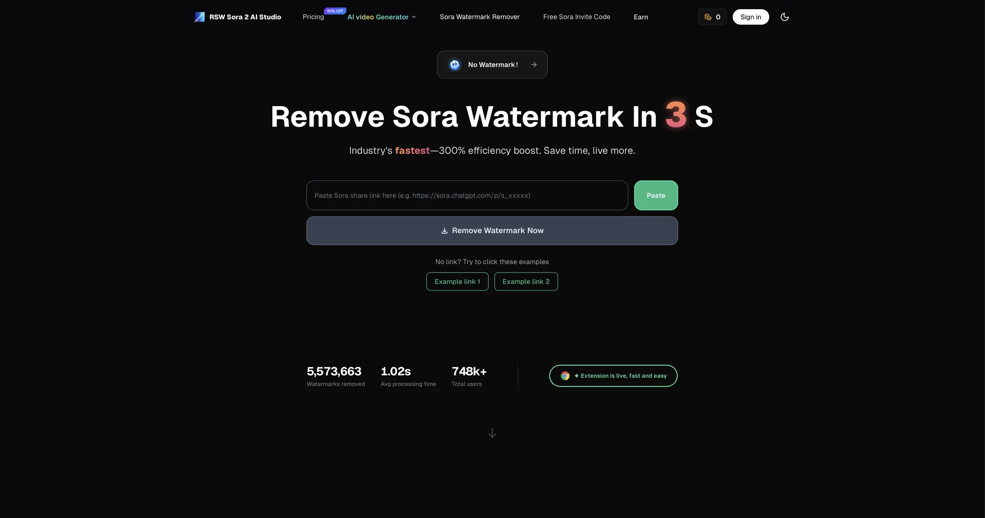 RemoveSoraWatermark in 3s