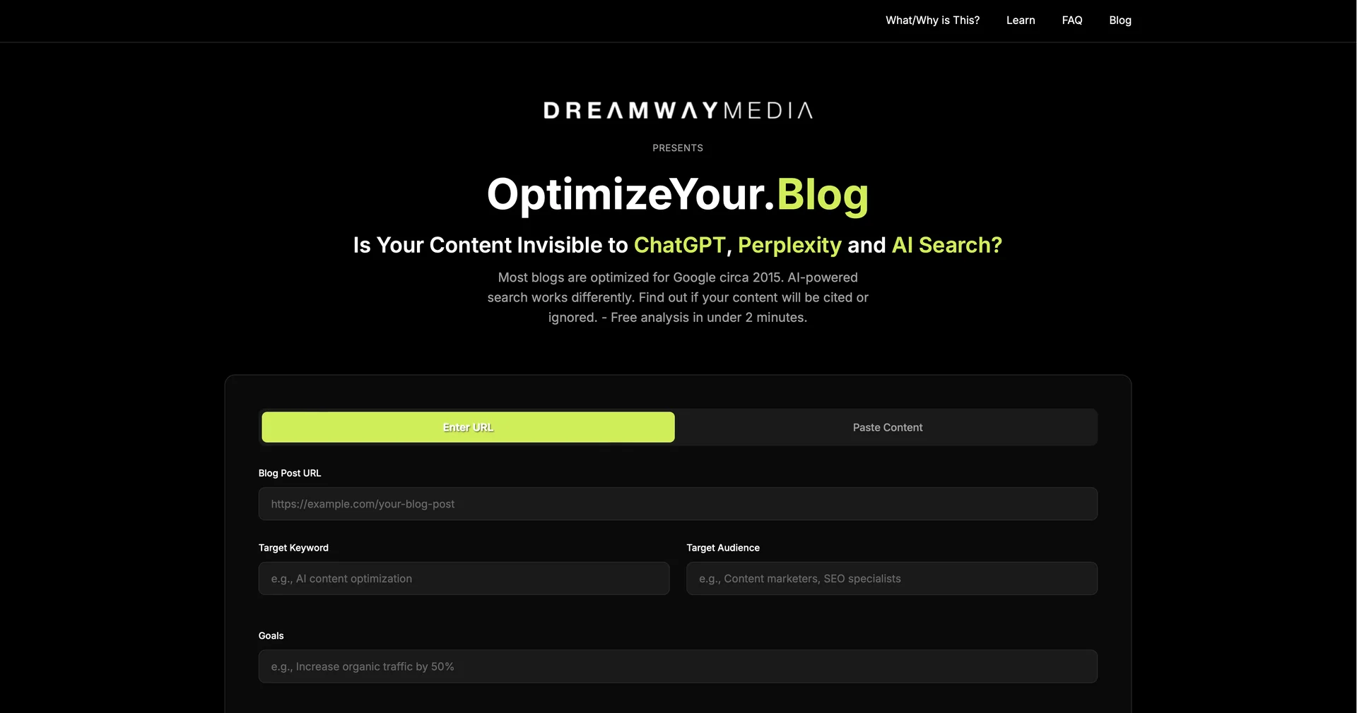 OptimizeYour.Blog Analyzer