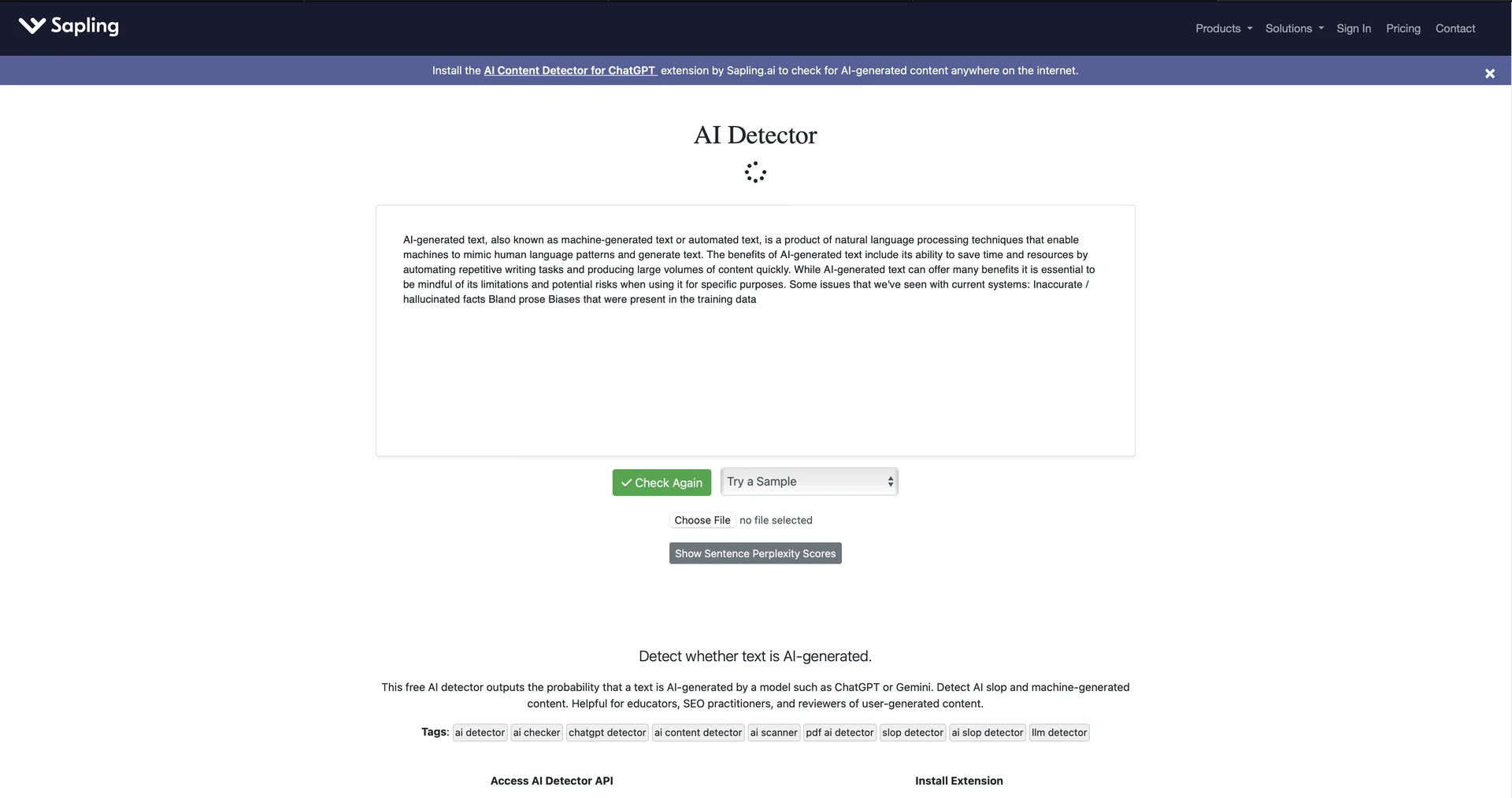 Sapling AI Content Detector