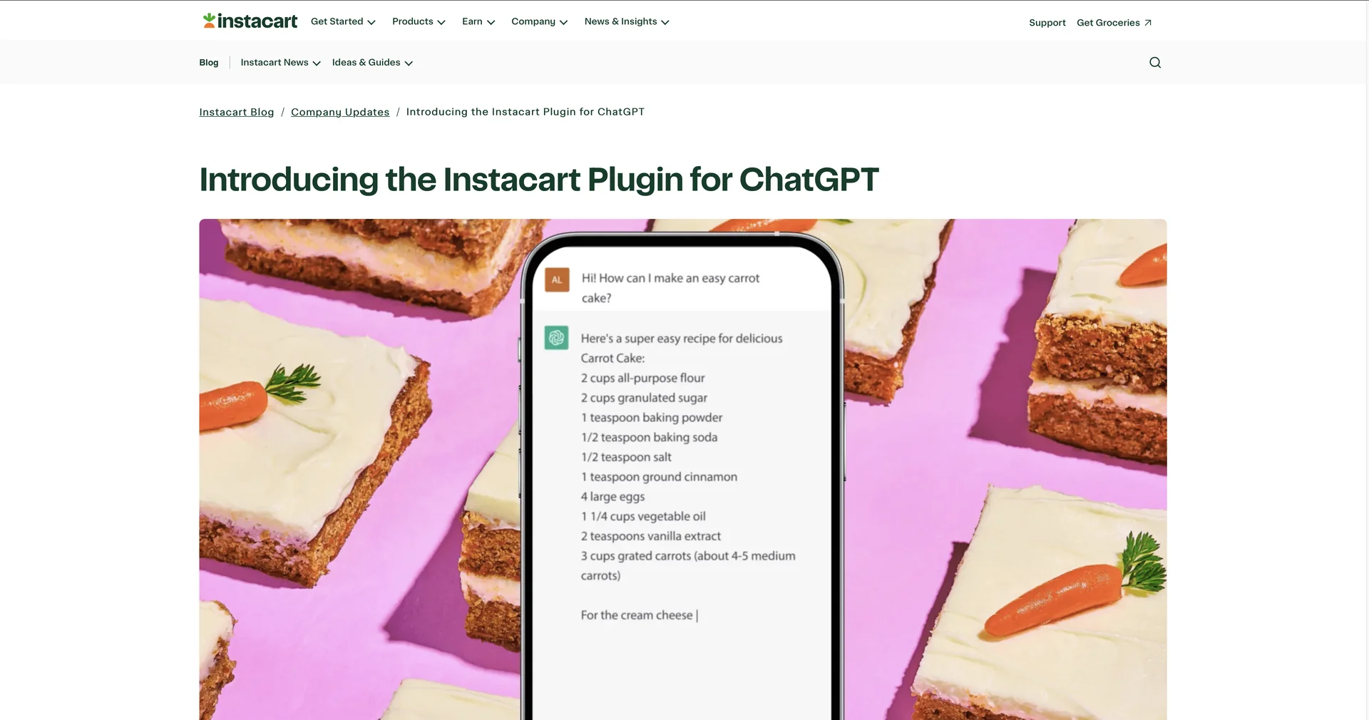 Instacart ChatGPT Plugin