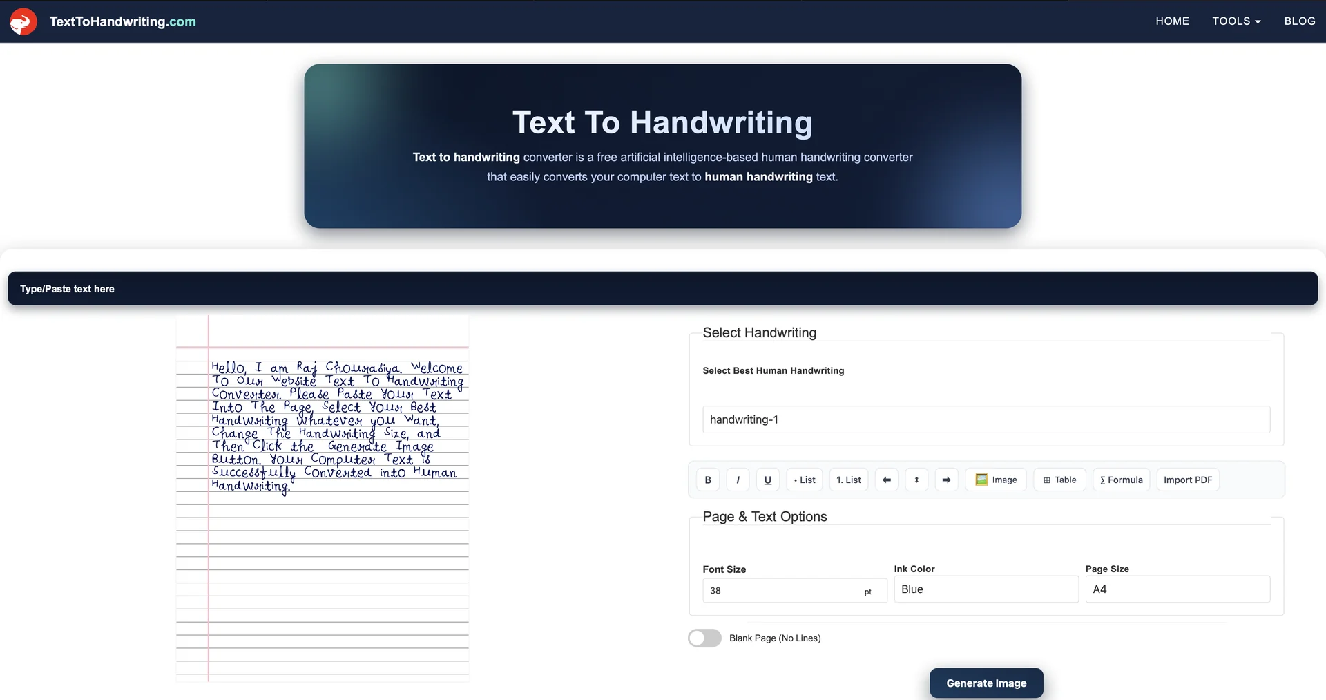 Text to Handwriting