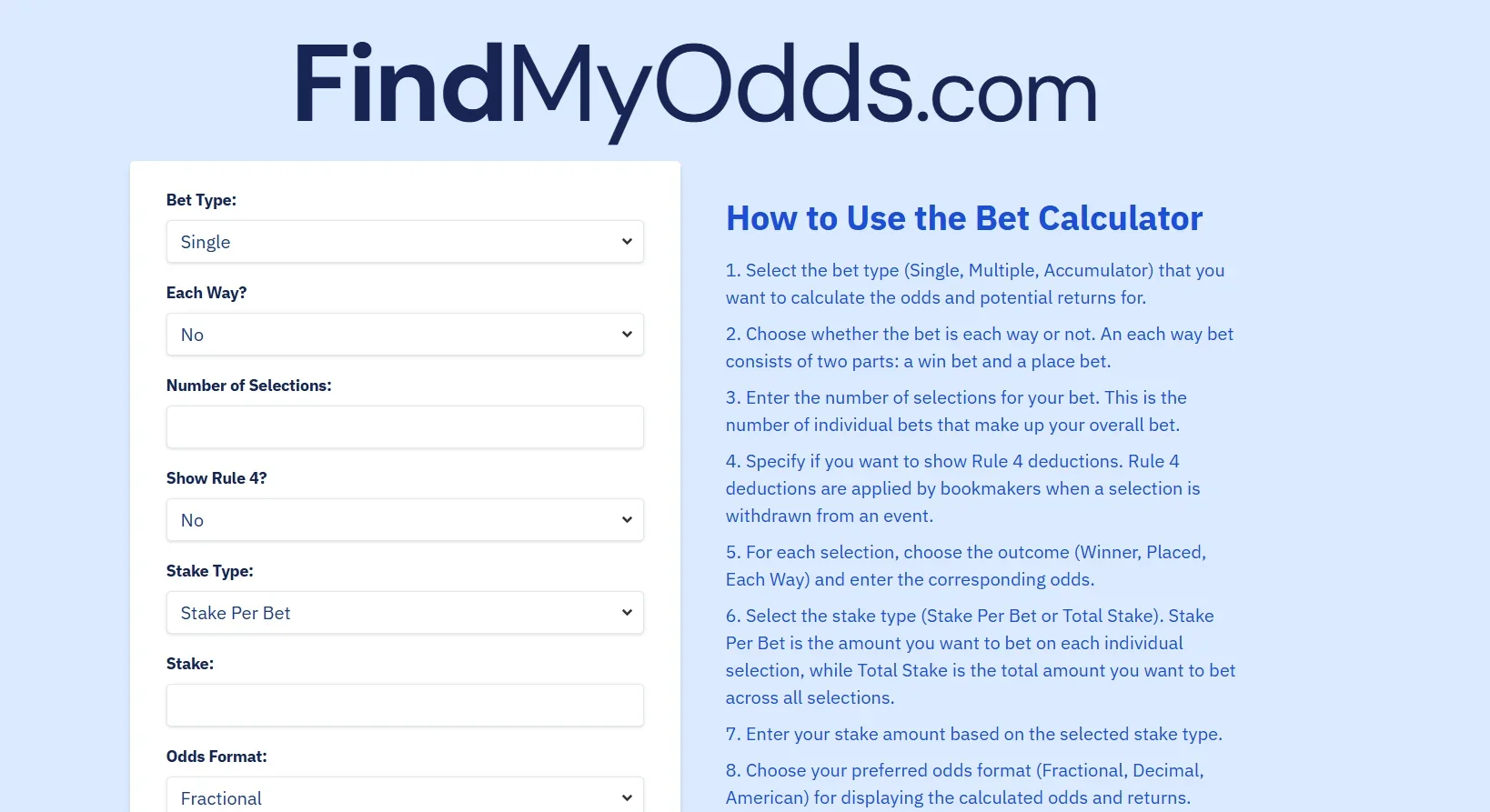 FindMyOdds Bet Calculator