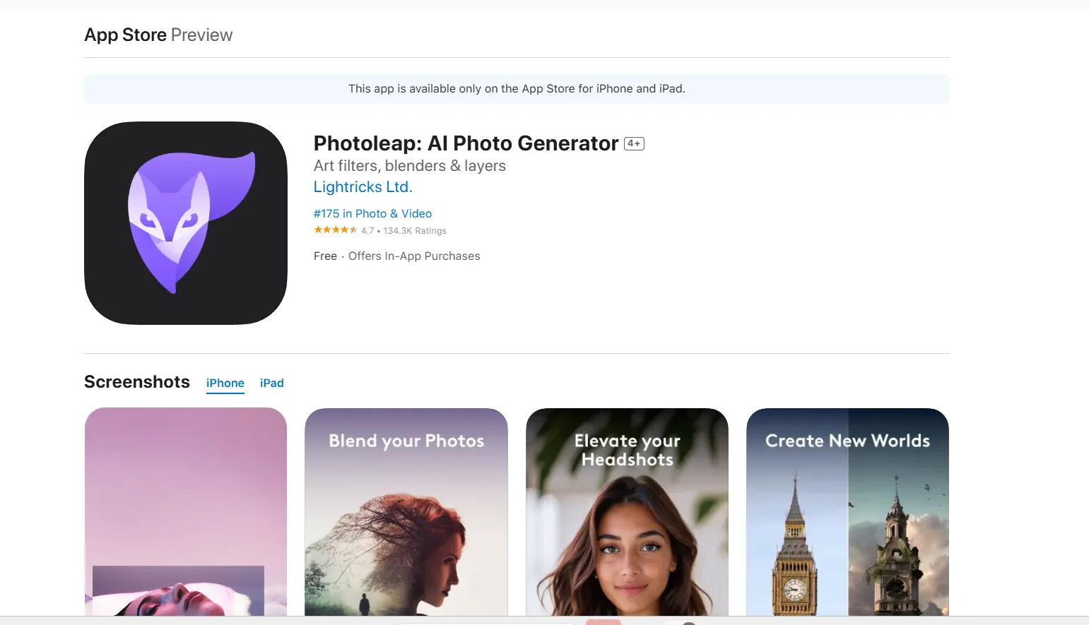 Photoleap – AI Photo Generator
