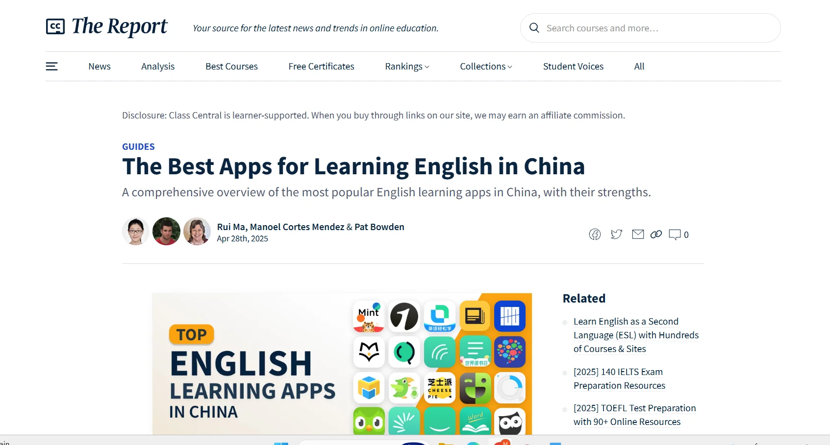 ClassCentral — The Best Apps for Learning English in China
