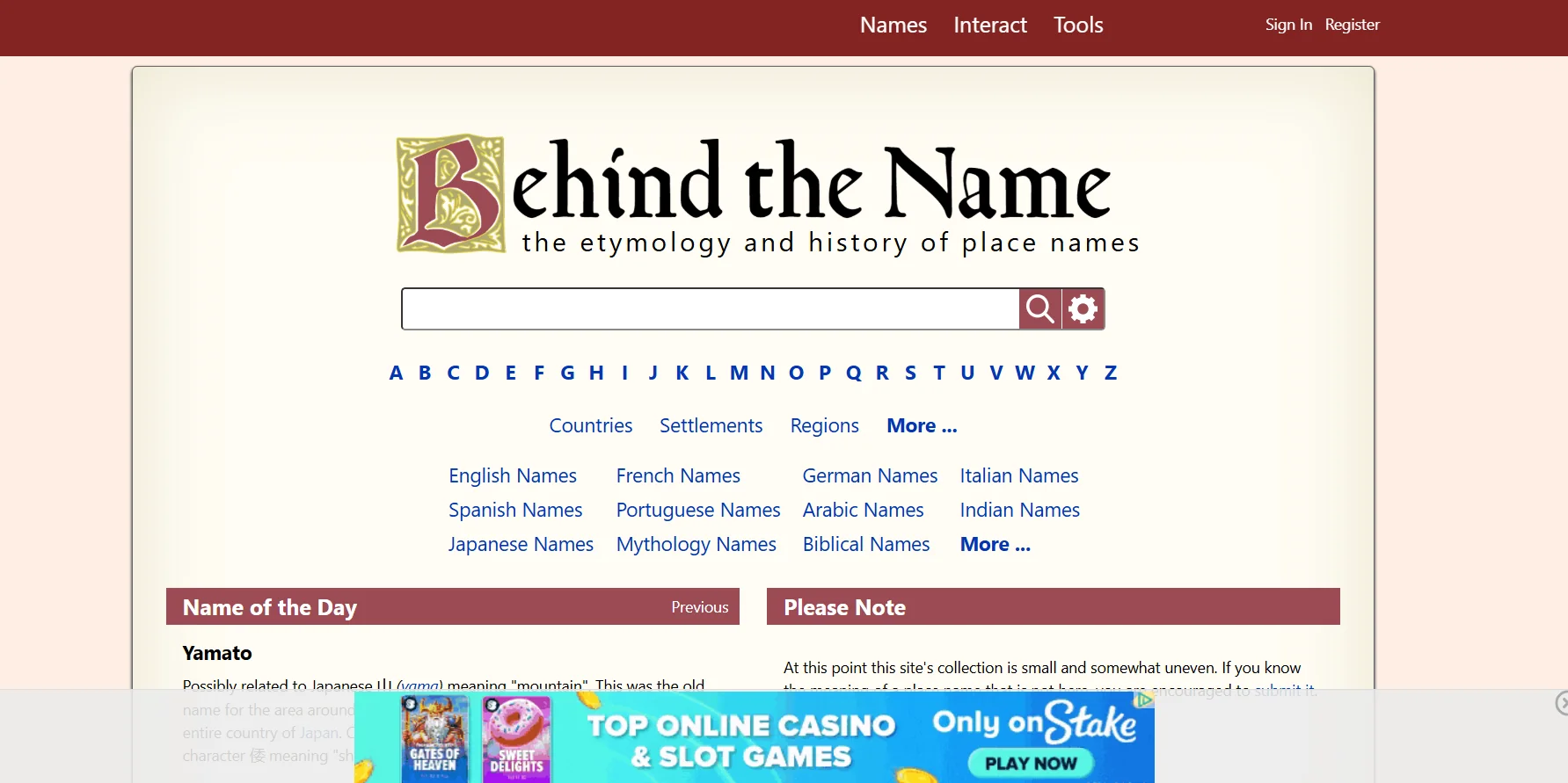 Behind the Name (Places)