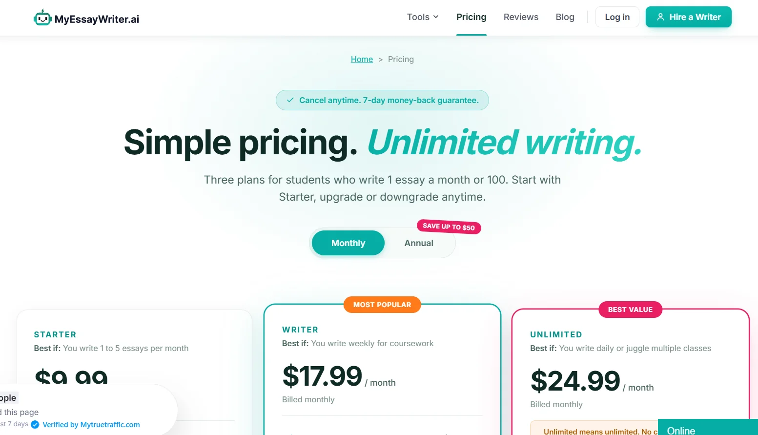 MyEssayWriter.ai – AI Essay Writer